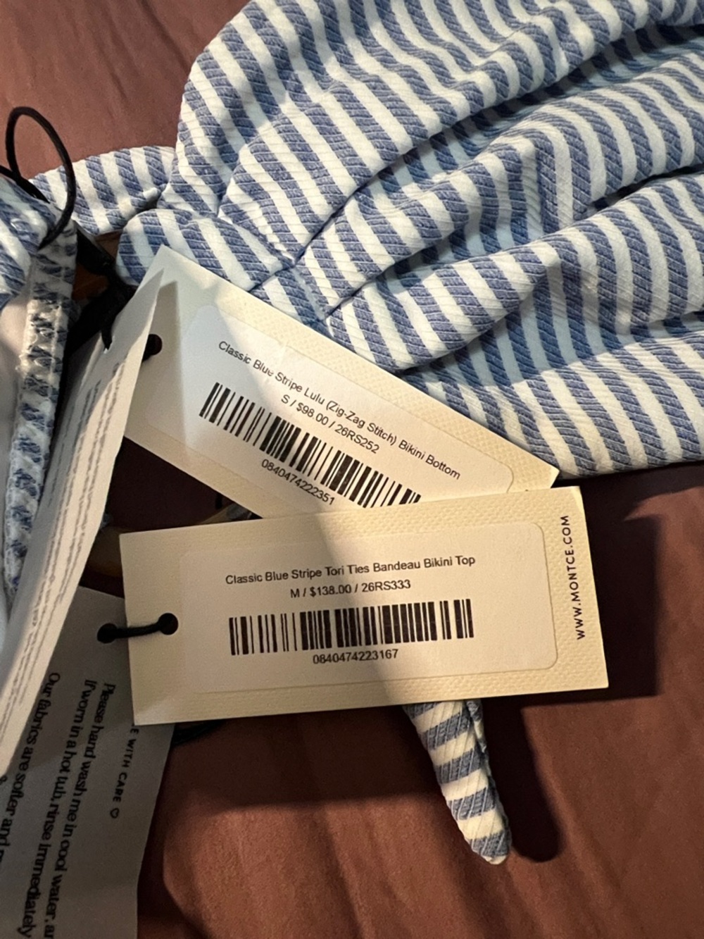 Montce Blue and White Striped Bandeau Bikini - Picture 2 of 14